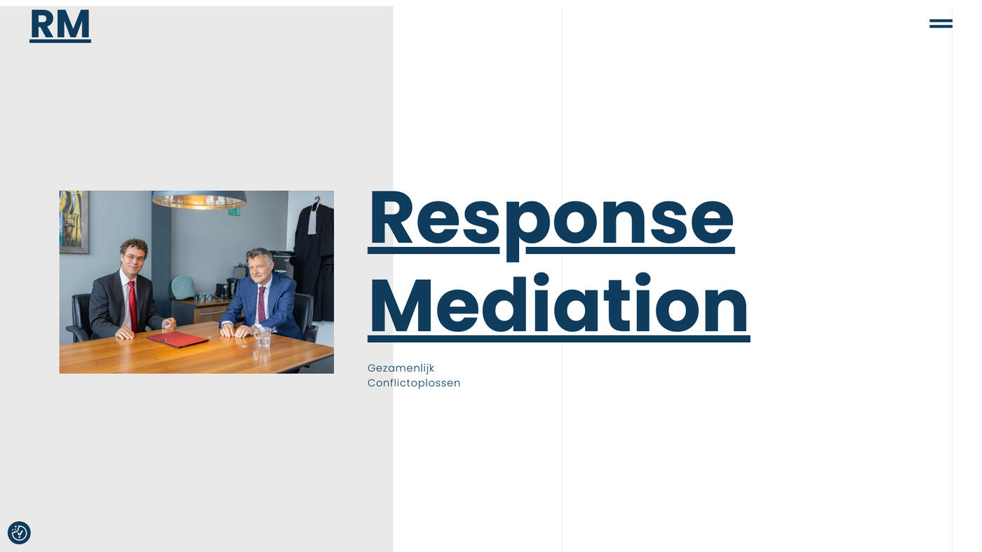Homepage van de nieuwe website van Response Mediation